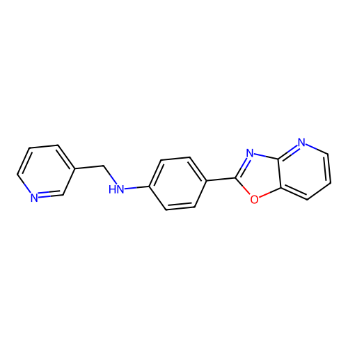 4-([1,3]oxazolo[4,5-b]pyridin-2-yl)-N-(pyridin-3-ylmethyl)aniline structure
