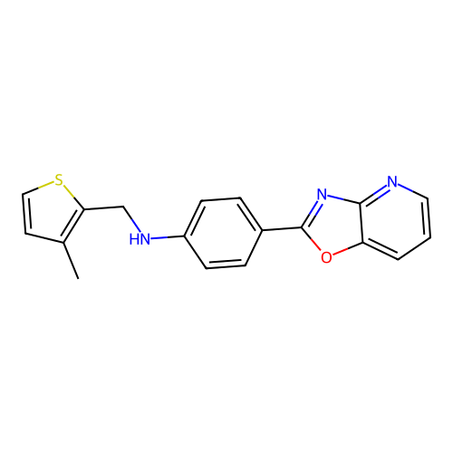 N-[(3-methylthiophen-2-yl)methyl]-4-([1,3]oxazolo[4,5-b]pyridin-2-yl)aniline structure