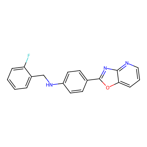 (2-Fluoro-benzyl)-(4-oxazolo[4,5-b]pyridin-2-yl-phenyl)-amine structure