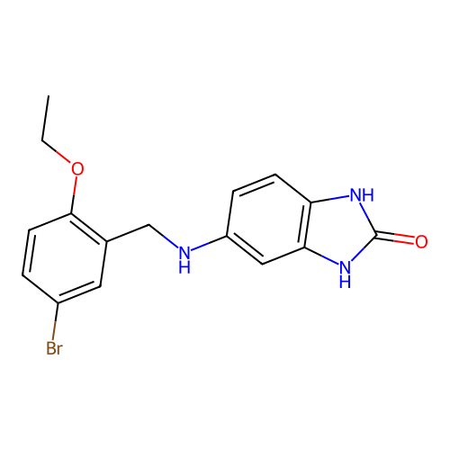 5-[(5-bromo-2-ethoxybenzyl)amino]-1,3-dihydro-2H-benzimidazol-2-one structure