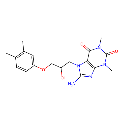 8-Amino-7-[3-(3,4-dimethylphenoxy)-2-hydroxypropyl]-1,3-dimethylpurine-2,6-dione structure