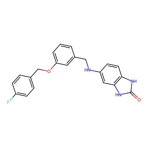 5-({3-[(4-fluorobenzyl)oxy]benzyl}amino)-1,3-dihydro-2H-benzimidazol-2-one structure