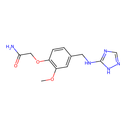 2-{2-methoxy-4-[(1H-1,2,4-triazol-3-ylamino)methyl]phenoxy}acetamide structure