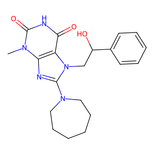 8-(Azepan-1-yl)-7-(2-hydroxy-2-phenylethyl)-3-methylpurine-2,6-dione structure