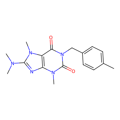 8-(dimethylamino)-3,7-dimethyl-1-(4-methylbenzyl)-1H-purine-2,6(3H,7H)-dione structure