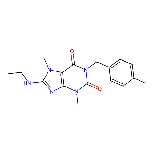 8-(ethylamino)-3,7-dimethyl-1-(4-methylbenzyl)-1H-purine-2,6(3H,7H)-dione structure