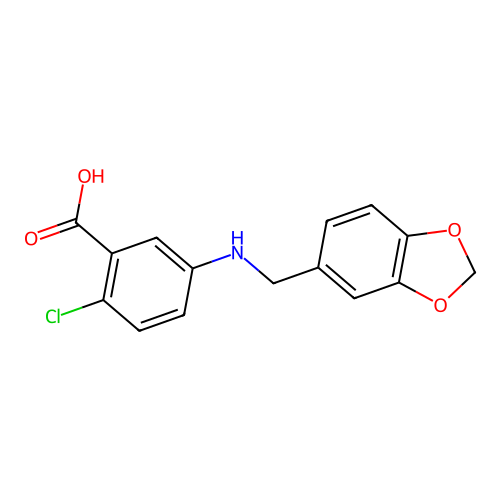 5-((1,3-Benzodioxol-5-ylmethyl)amino)-2-chlorobenzoic acid structure