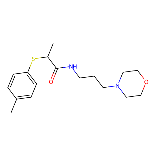 2-(4-methylphenyl)sulfanyl-N-(3-morpholin-4-ylpropyl)propanamide structure