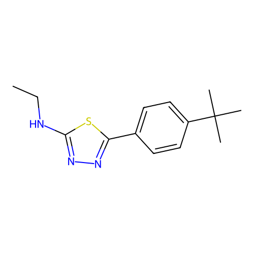 5-(4-tert-butylphenyl)-N-ethyl-1,3,4-thiadiazol-2-amine structure