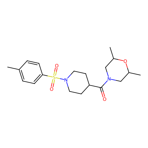 (2,6-Dimethylmorpholin-4-yl)-[1-(4-methylphenyl)sulfonylpiperidin-4-yl]methanone structure