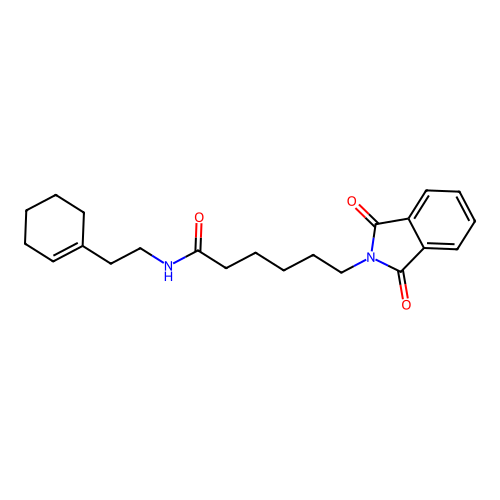 N-[2-(cyclohexen-1-yl)ethyl]-6-(1,3-dioxoisoindol-2-yl)hexanamide structure