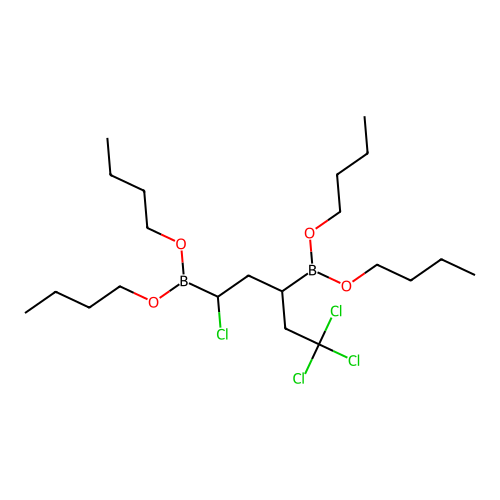 Dibutoxy-(1,1,1,5-tetrachloro-5-dibutoxyboranylpentan-3-yl)borane structure