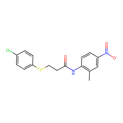 3-(4-chlorophenyl)sulfanyl-N-(2-methyl-4-nitrophenyl)propanamide structure