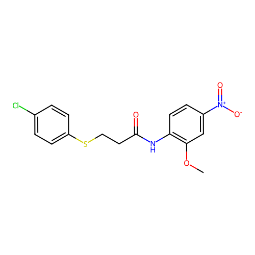 3-(4-chlorophenyl)sulfanyl-N-(2-methoxy-4-nitrophenyl)propanamide structure