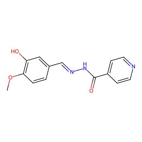 (E)-N'-(3-hydroxy-4-methoxybenzylidene)isonicotinohydrazide structure