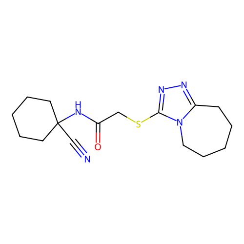 N-(1-cyanocyclohexyl)-2-(6,7,8,9-tetrahydro-5H-[1,2,4]triazolo[4,3-a]azepin-3-ylsulfanyl)acetamide structure
