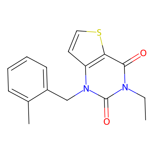 3-Ethyl-1-[(2-methylphenyl)methyl]thieno[3,2-d]pyrimidine-2,4-dione structure