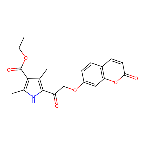 ethyl 2,4-dimethyl-5-[2-(2-oxochromen-7-yl)oxyacetyl]-1H-pyrrole-3-carboxylate structure