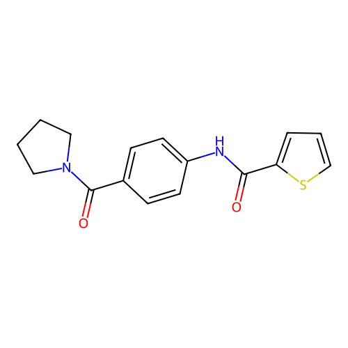 N-[4-(pyrrolidin-1-ylcarbonyl)phenyl]thiophene-2-carboxamide structure