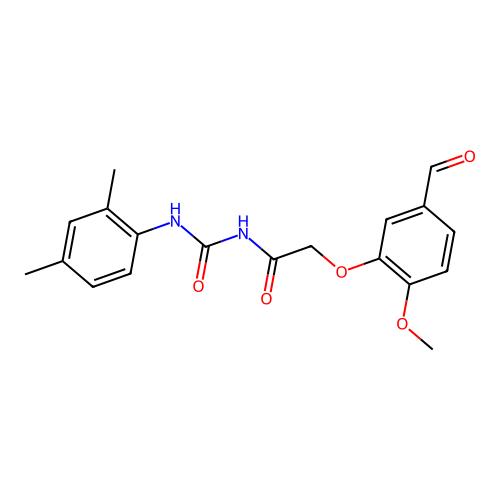 N-[(2,4-dimethylphenyl)carbamoyl]-2-(5-formyl-2-methoxyphenoxy)acetamide structure