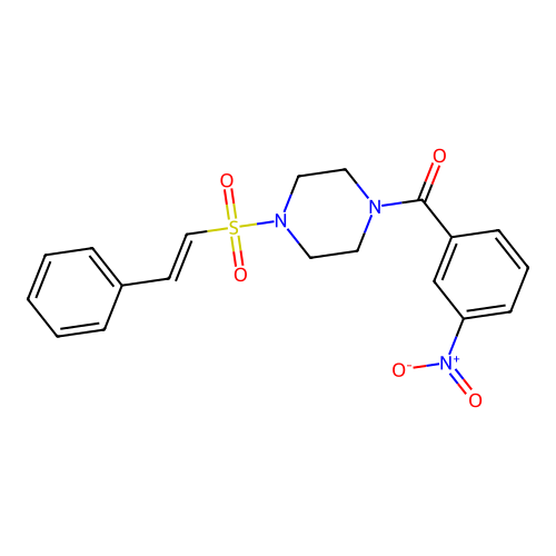 (3-nitrophenyl)-[4-[(E)-2-phenylethenyl]sulfonylpiperazin-1-yl]methanone structure