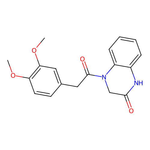 4-(2-(3,4-dimethoxyphenyl)acetyl)-3,4-dihydroquinoxalin-2(1H)-one structure