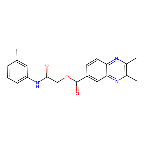 [2-(3-Methylanilino)-2-oxoethyl] 2,3-dimethylquinoxaline-6-carboxylate structure