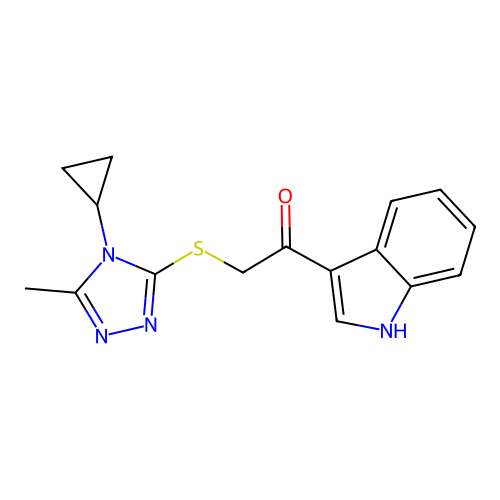 2-[(4-cyclopropyl-5-methyl-1,2,4-triazol-3-yl)sulfanyl]-1-(1H-indol-3-yl)ethanone structure