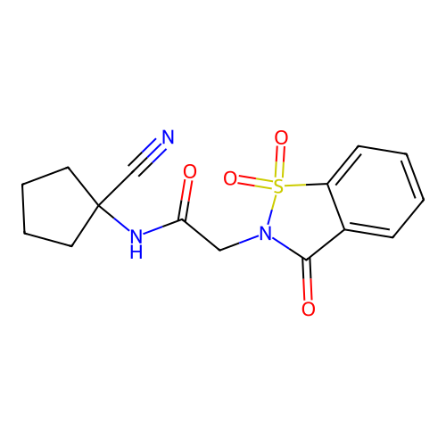 N-(1-cyanocyclopentyl)-2-(1,1,3-trioxo-1,2-benzothiazol-2-yl)acetamide structure