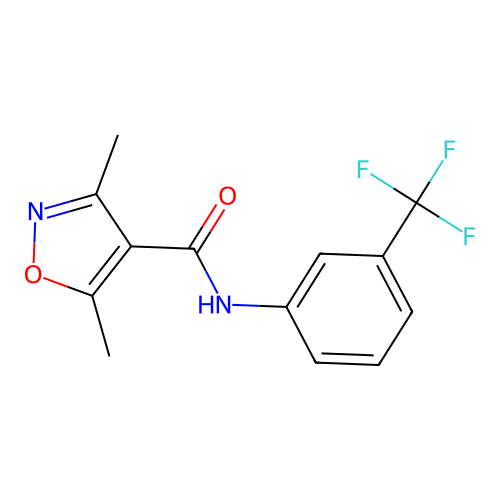 3,5-dimethyl-N-[3-(trifluoromethyl)phenyl]-1,2-oxazole-4-carboxamide structure