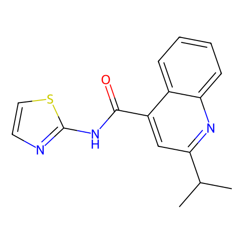 2-(propan-2-yl)-N-(1,3-thiazol-2-yl)quinoline-4-carboxamide structure