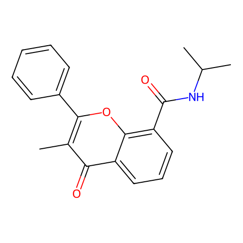 N-isopropyl-3-methyl-4-oxo-2-phenyl-4H-chromene-8-carboxamide structure
