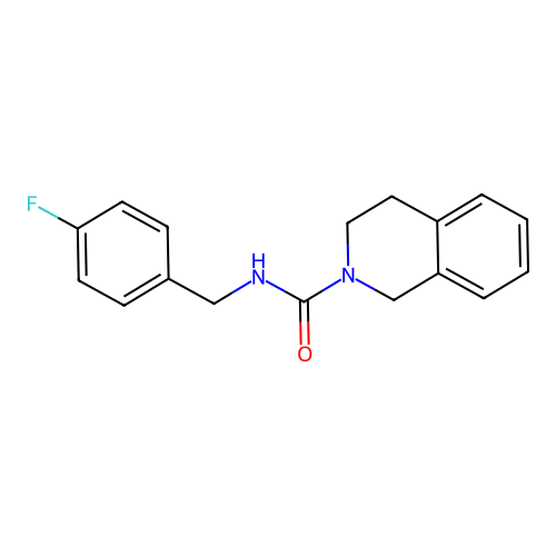 N-[(4-fluorophenyl)methyl]-3,4-dihydro-1H-isoquinoline-2-carboxamide structure