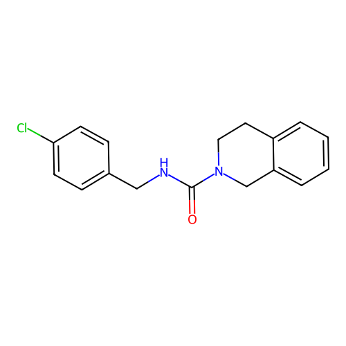 N-[(4-chlorophenyl)methyl]-3,4-dihydro-1H-isoquinoline-2-carboxamide structure