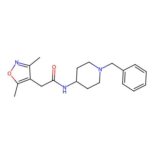 N-(1-benzylpiperidin-4-yl)-2-(3,5-dimethyl-1,2-oxazol-4-yl)acetamide structure
