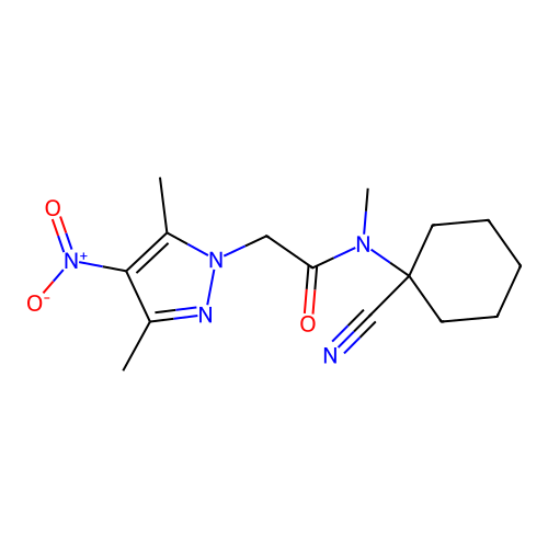 N-(1-cyanocyclohexyl)-2-(3,5-dimethyl-4-nitropyrazol-1-yl)-N-methylacetamide structure