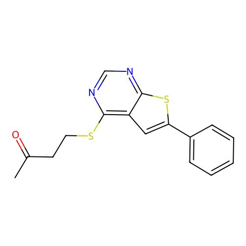 4-(6-Phenylthieno[2,3-d]pyrimidin-4-yl)sulfanylbutan-2-one structure