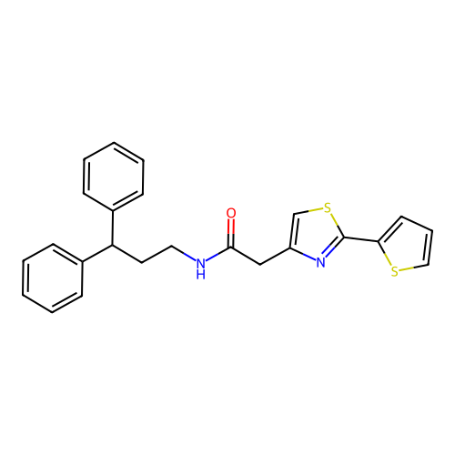 N-(3,3-diphenylpropyl)-2-[2-(thiophen-2-yl)-1,3-thiazol-4-yl]acetamide structure