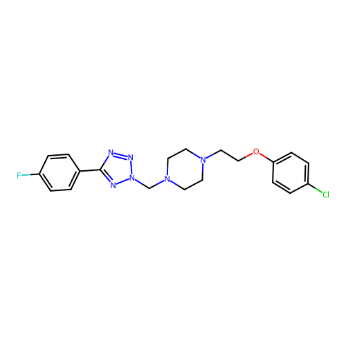 1-[2-(4-Chlorophenoxy)ethyl]-4-[[5-(4-fluorophenyl)-2H-tetrazol-2-yl]methyl]piperazine structure