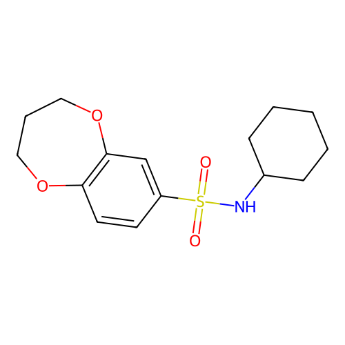 N-cyclohexyl-3,4-dihydro-2H-1,5-benzodioxepine-7-sulfonamide structure