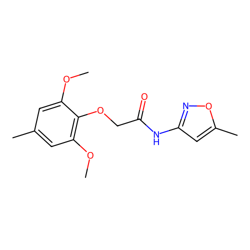2-(2,6-dimethoxy-4-methylphenoxy)-N-(5-methyl-1,2-oxazol-3-yl)acetamide structure