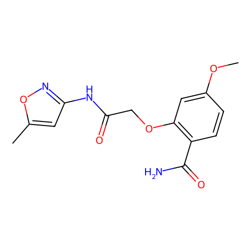 4-Methoxy-2-[2-[(5-methyl-1,2-oxazol-3-yl)amino]-2-oxoethoxy]benzamide structure