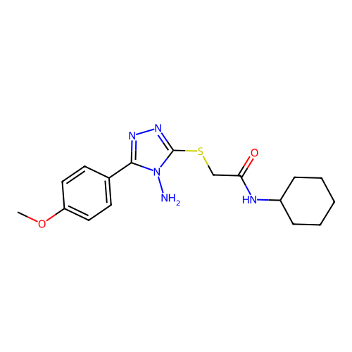 2-[[4-amino-5-(4-methoxyphenyl)-1,2,4-triazol-3-yl]sulfanyl]-N-cyclohexylacetamide structure