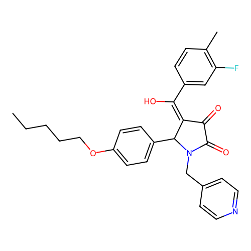 4-(3-fluoro-4-methylbenzoyl)-3-hydroxy-5-[4-(pentyloxy)phenyl]-1-[(pyridin-4-yl)methyl]-2,5-dihydro-1H-pyrrol-2-one structure