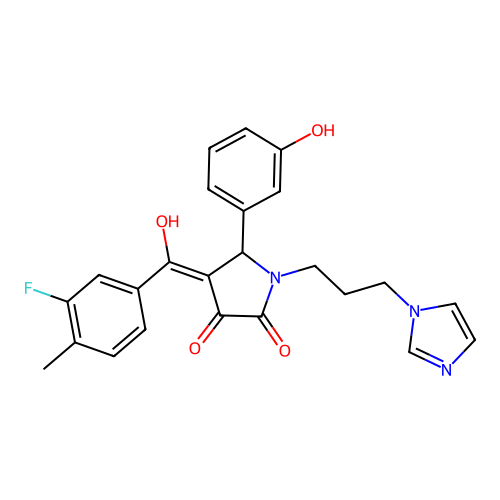 4-(3-fluoro-4-methylbenzoyl)-3-hydroxy-5-(3-hydroxyphenyl)-1-[3-(1H-imidazol-1-yl)propyl]-2,5-dihydro-1H-pyrrol-2-one structure