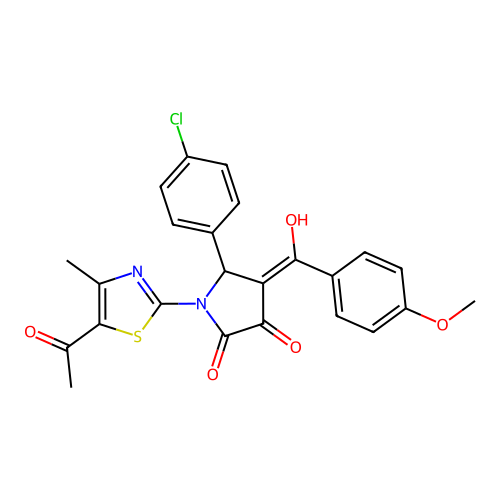 1-(5-acetyl-4-methyl-1,3-thiazol-2-yl)-5-(4-chlorophenyl)-3-hydroxy-4-(4-methoxybenzoyl)-2,5-dihydro-1H-pyrrol-2-one structure