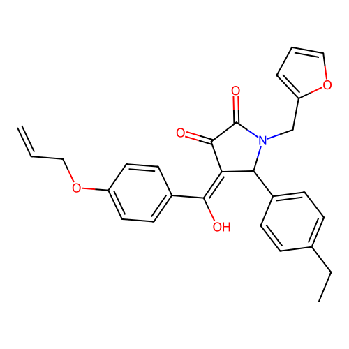 5-(4-ethylphenyl)-1-(furan-2-ylmethyl)-4-[hydroxy-(4-prop-2-enoxyphenyl)methylidene]pyrrolidine-2,3-dione structure