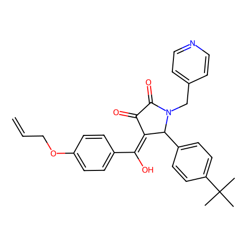 5-(4-tert-butylphenyl)-3-hydroxy-4-[4-(prop-2-en-1-yloxy)benzoyl]-1-[(pyridin-4-yl)methyl]-2,5-dihydro-1H-pyrrol-2-one structure