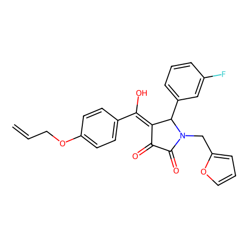 5-(3-fluorophenyl)-1-(furan-2-ylmethyl)-4-[hydroxy-(4-prop-2-enoxyphenyl)methylidene]pyrrolidine-2,3-dione structure