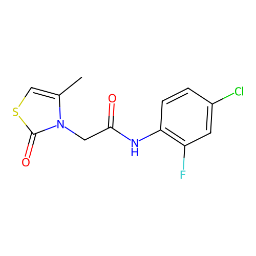 N-(4-chloro-2-fluorophenyl)-2-(4-methyl-2-oxo-1,3-thiazol-3-yl)acetamide structure